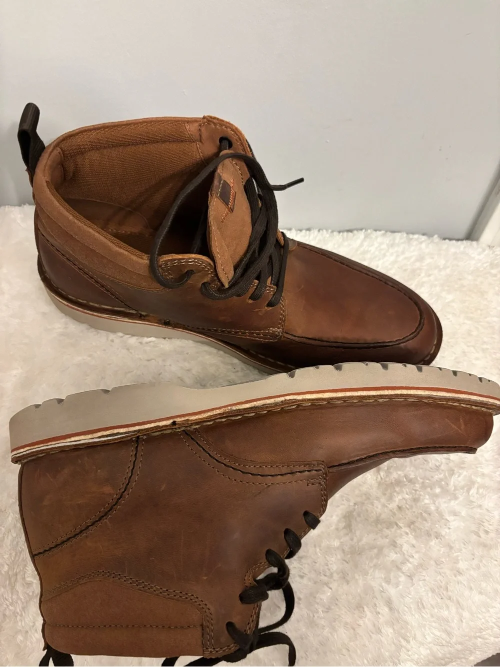 Clarks Brown Leather Chukka Lace-Up Boots